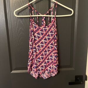 Mudd Red and Blue Patterned Tank Top